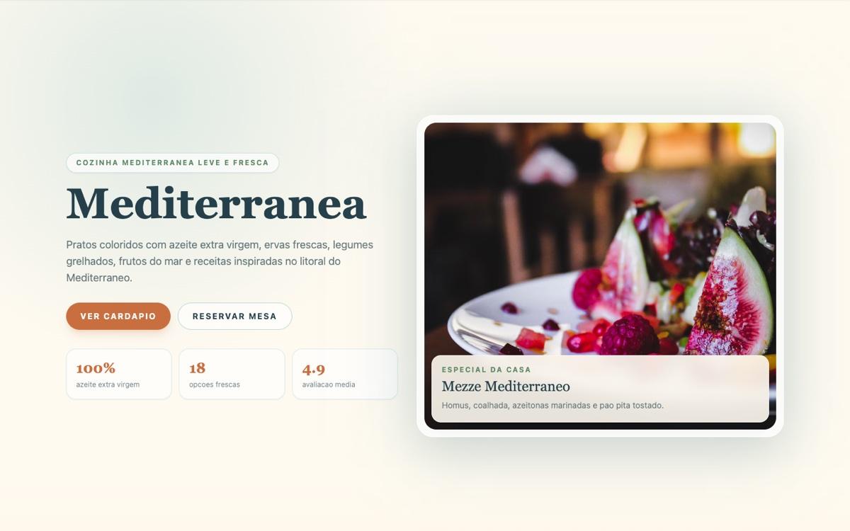 Página do projeto Site para restaurante