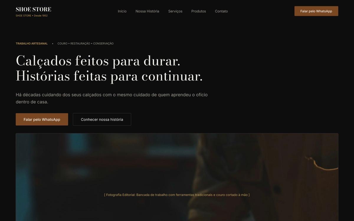 Página do projeto Site para prestador de serviços
